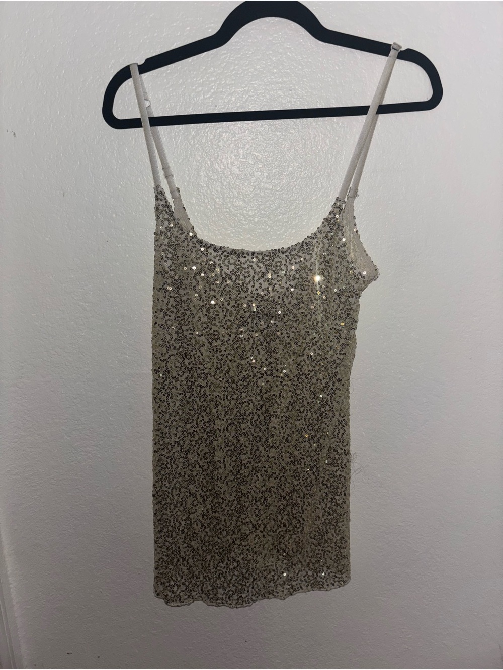 RARE VINTAGE INTIMATELY BY FREE PEOPLE SEQUIN GOLD SHEER SLIP DRESS